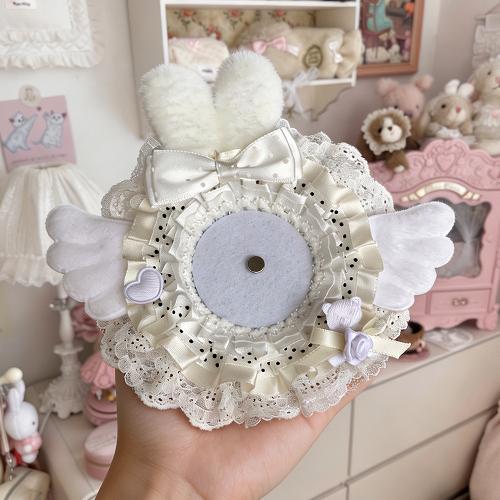 5.8cm Creative Design Kawaii Badge Pin Displaying Holder Sweet Lace Star Protector with Lanyard Fashoin Badge Clip Cover Case