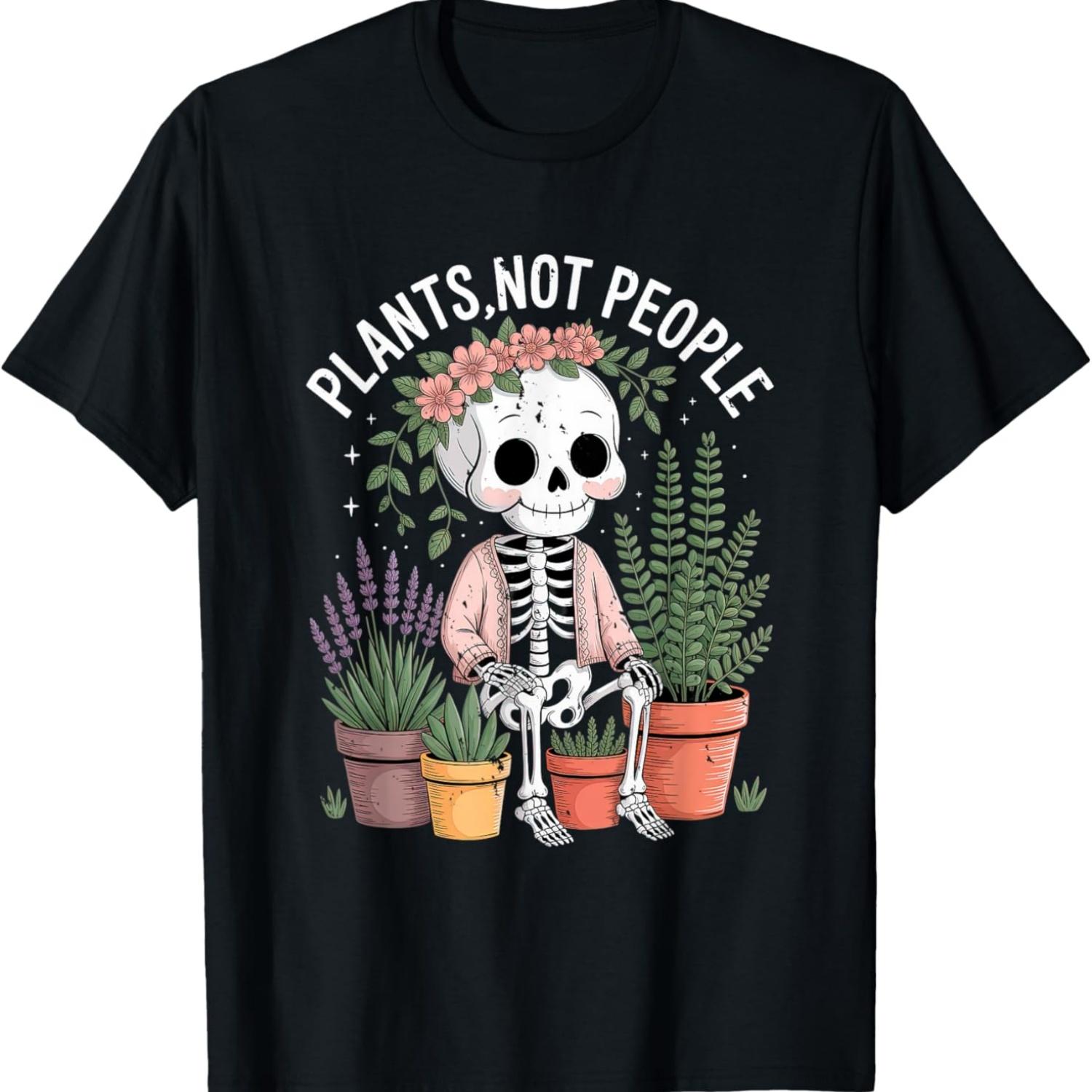 

Plants Not People Skeleton with Succulents and Garden T-Shirt(3) S чёрный