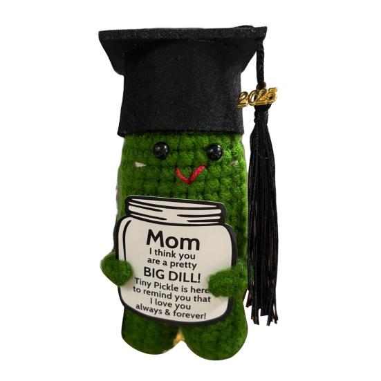 2025 Graduation Crochet Doll Handmade Pickle Vegetables with Graduation Cap Positive Crocheted Animals Keepsake Grad Gifts for Him Her