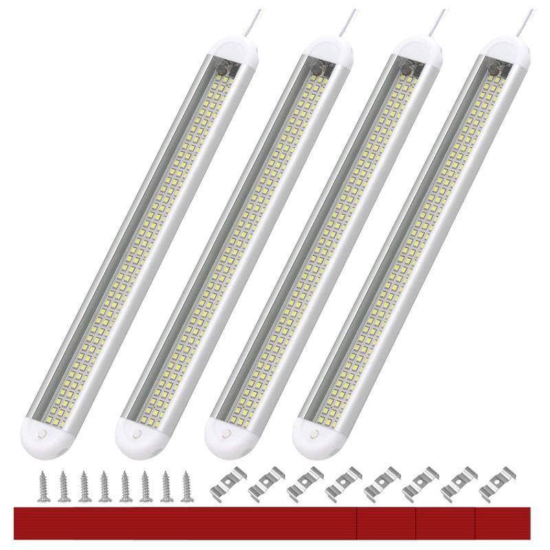 

NEW-LED Strip Lights 120Leds 12W With ON/Off Switch For Truck Van RV Trailer Boat Car, 4Pack білий