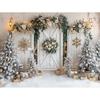 Christmas Winter Wooden Door Background Children Adult Photography Baby Props Christmas Wreath Snow Farm Decoration Background