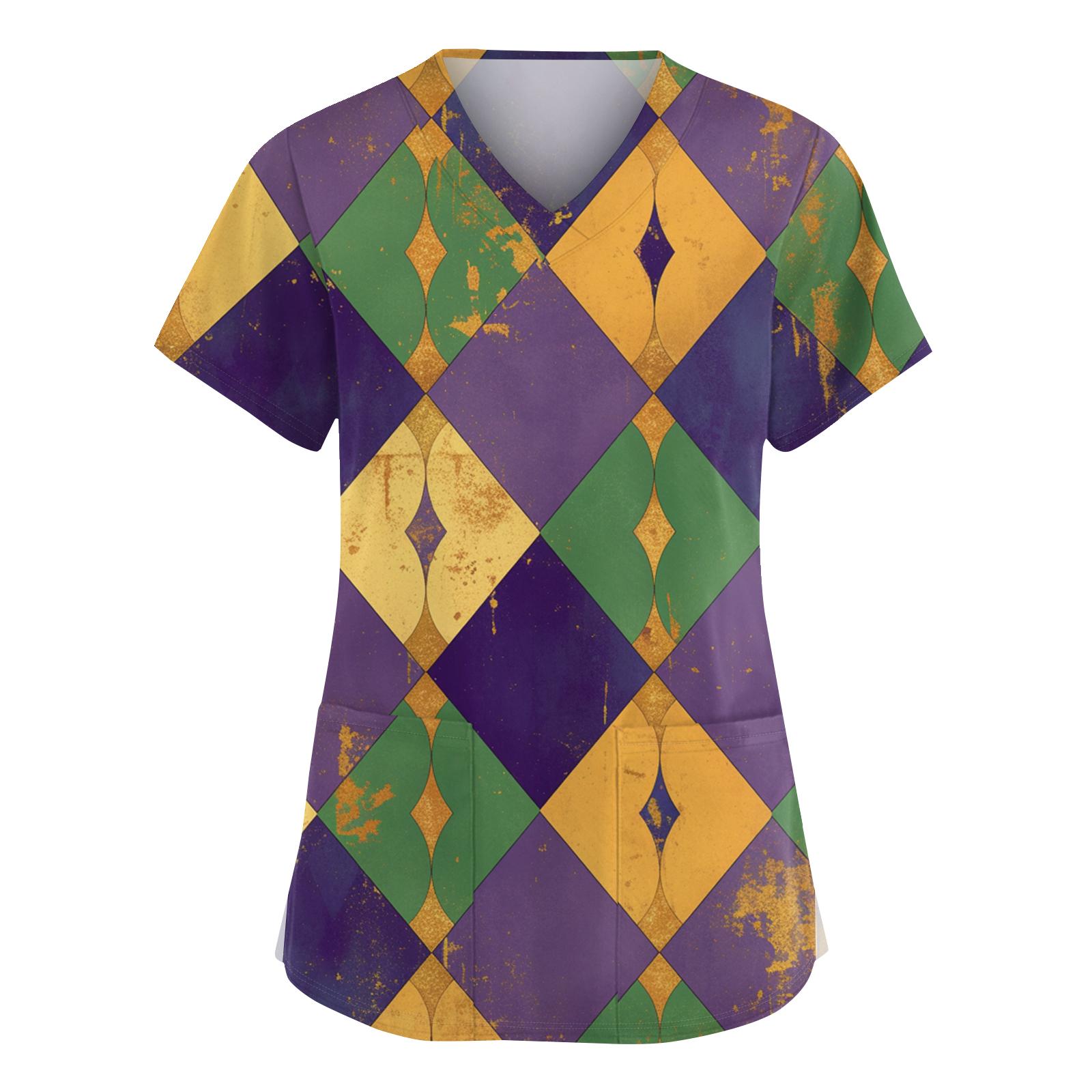 

Женский модный рабочий топ с V-образным вырезом, принтом, короткими рукавами, карманом, боковым разрезом, базовый пуловер XXXL зелёный