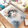 1pc Flower Crown Cat Themed Rug for Home Decor, Non-slip Office Carpet, Chair mat, Outdoor Mat, Christmas and Halloween gifts-0731023