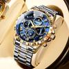 Men Watch Light Luxury Business Steel Belt Moonphase Starry Night Light Waterproof Men's Fashion Quartz Clock Watches Gift