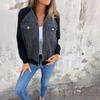Ženy Podzim Zima Denim Prošívání Bundy Dámské Neformální Dlouhý rukáv Zip Džíny Svrchní oděvy Kabáty