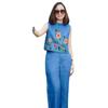 Fashionable, Comfortable and Casual Summer Sleeveless Printed Round Neck Top Suit for Women