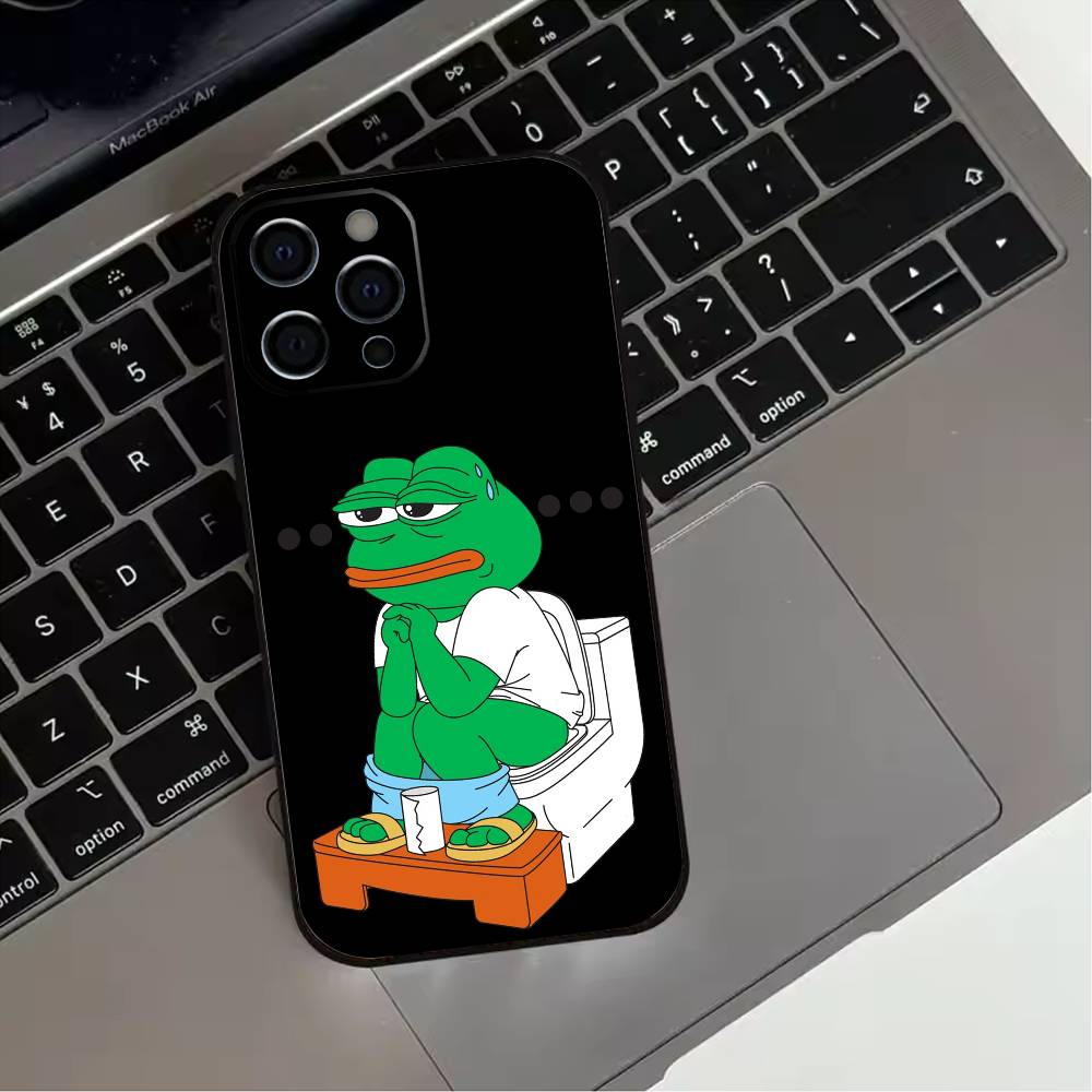 Funny P-Pepe Frog Sad  Phone Case For iPhone 17,16,15,14,13,12,11 Plus,Pro Max,XS,Soft Silicone Black Cover