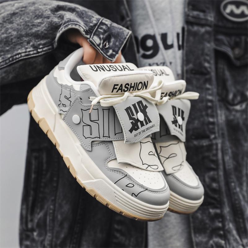 

Уличная молодежная обувь Tide Bread Shoes для мужчин Board Class Shoes Осенняя повседневная обувь для мужчин Удобные нескользящие кроссовки для мужчин Fashion 39 белый