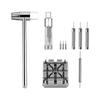 10-Piece Watch Repair Tool Set: Disassembler, Metal Hammer, Punch Pins, Star-Shaped Base for Electronic Watch Band Removal