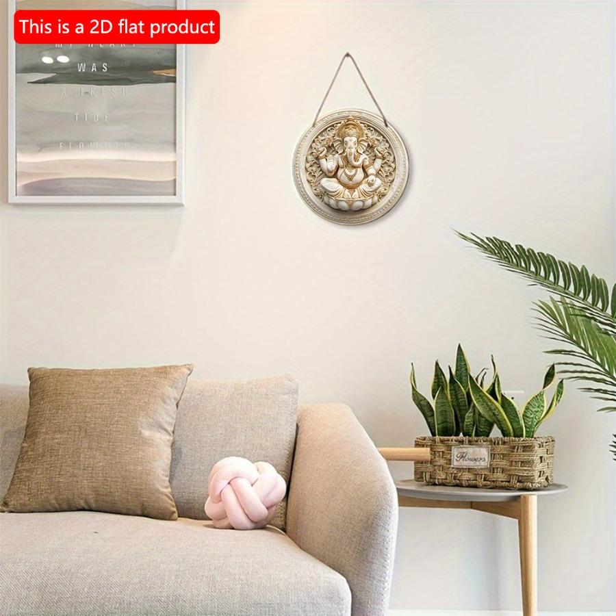 1pc 2d Flat Classic Style Ganesha Wall Art - 20cm Manufactured Wood Decorative Sign & Plaque for Diwali Multipurpose Use, No Electricity Needed, Ideal
