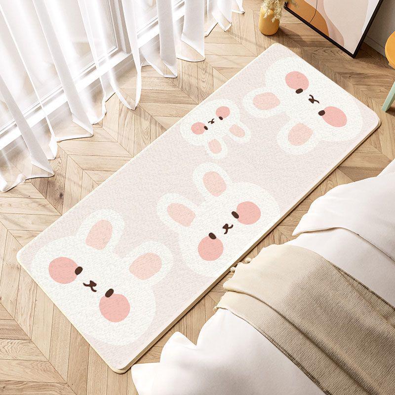 

Adorable Cartoon Cashmere-Like Absorbent and Non-Slip Bedside Carpet for Home Use 40x120 cm