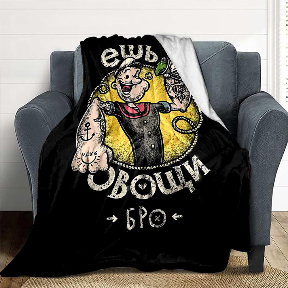 1pc Popeye the Sailor All-Season Comfort, Outdoor Flannel Blanket - Soft, Warm & Cozy for Naps, Camping & Travel 065