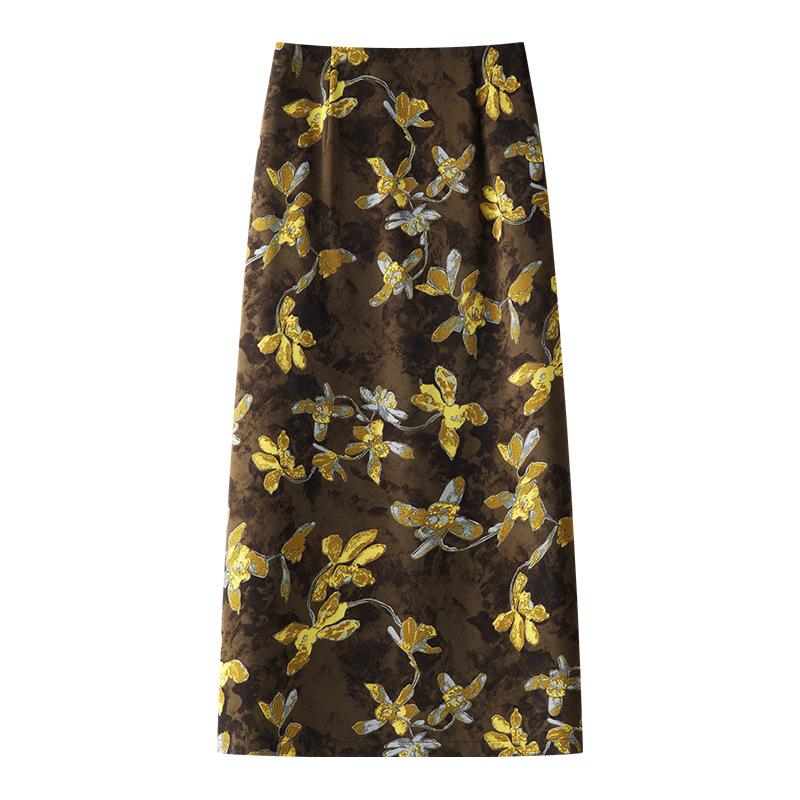 

Women s 2025 Gilt-Printed High-Waisted A-Line Midi Skirt S магнолия/жёлтый