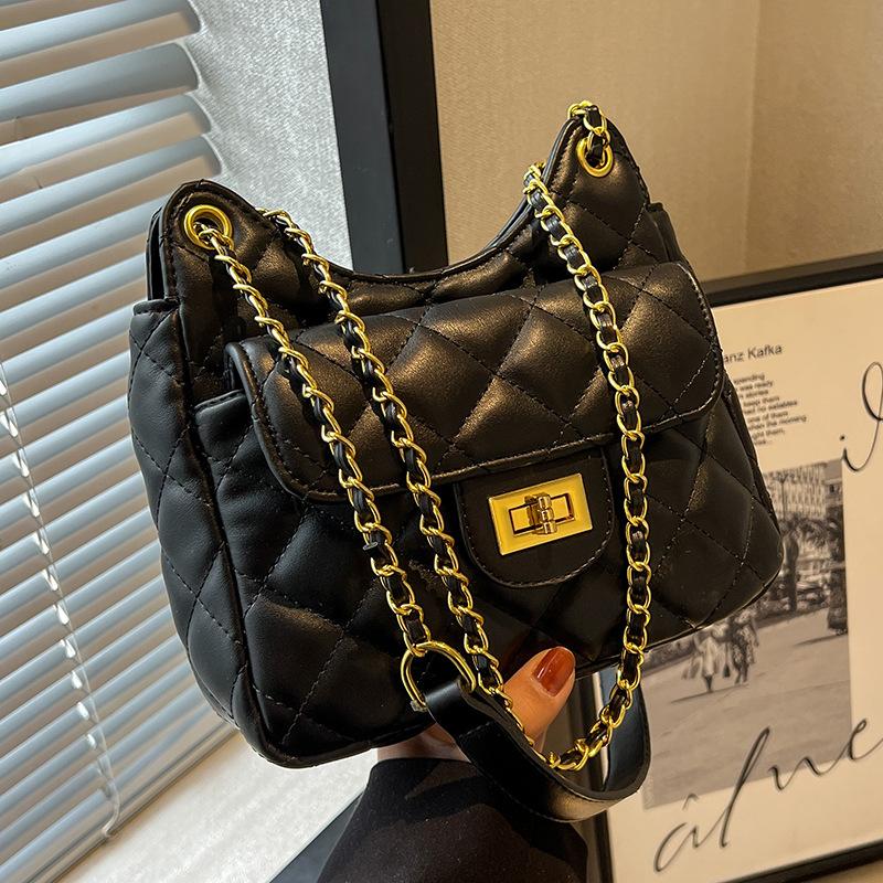 

Маленькая женская сумка весна-лето Niche Rhombus Chain Messenger Bag женская сумка-ведро No specification чёрный