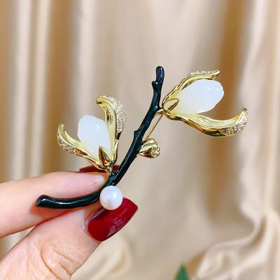 High End Retro Style Magnolia Brooch Luxurious Temperament, Brooch High-end Accessories