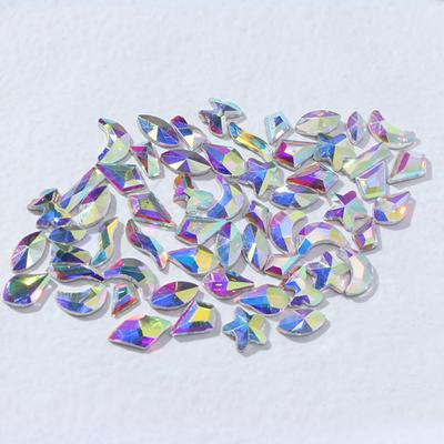 50Pcs Aurora Glass Nail Rhinestones DIY Nail Art Gems Flat Bottom Nail Rhinestones for Stunning Party Looks