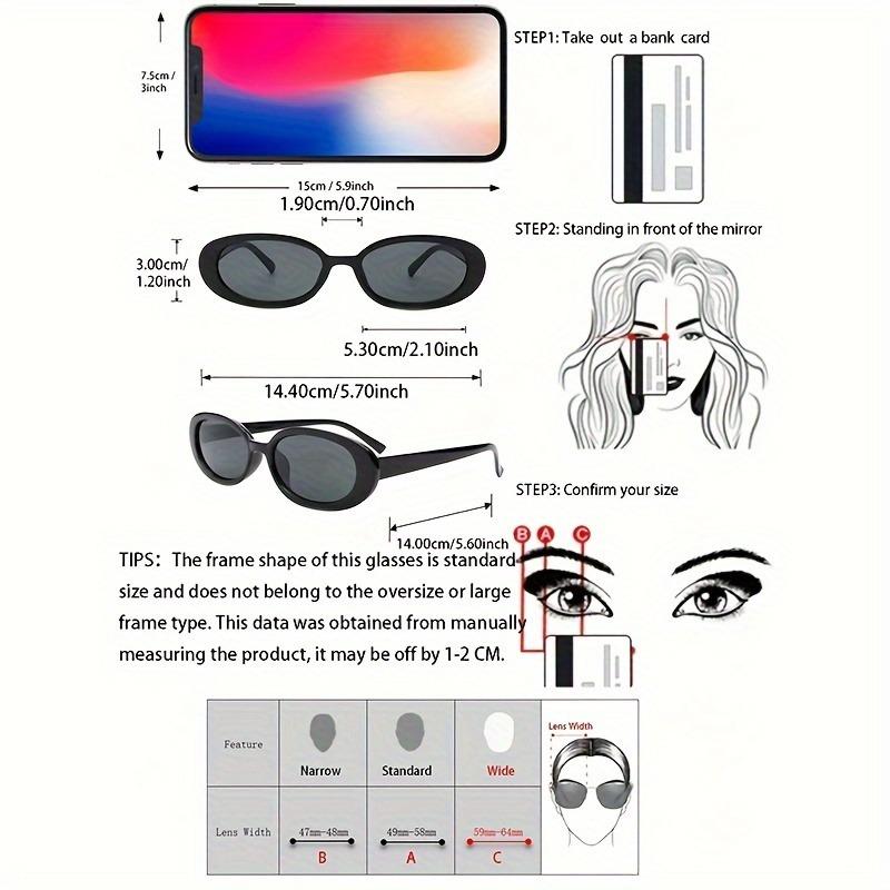2 Pieces of Y2K Fashion Oval Frame Glasses PC Lenses Plastic Frame Daily Wear Decorative Glasses