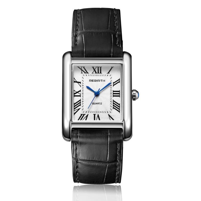 

REBIRTH 002 Elegant Women Quartz Watch Simple Square Dial Leisure Leather Strap Waterproof Lady Business Watches reloj mujer чорний