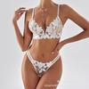Lingerie sexy femminile sexy scollatura a V profonda ricamo pizzo ultrasottile reggiseno seno grande set reggiseno piccolo