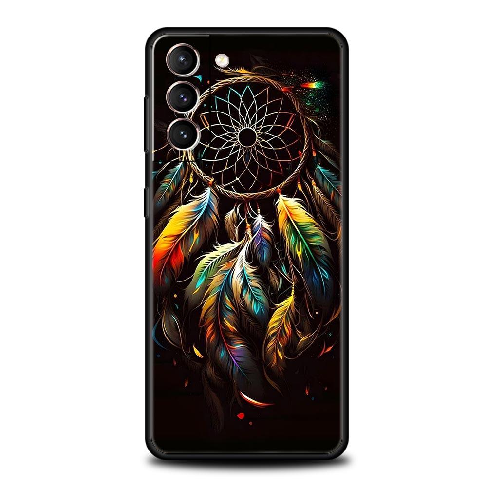 Cute Mandala Dreamcatcher Phone Case For Samsung Galaxy S26 Ultra S25 Plus S24 FE S23 S22 5G S21 S20 Cover Black Soft