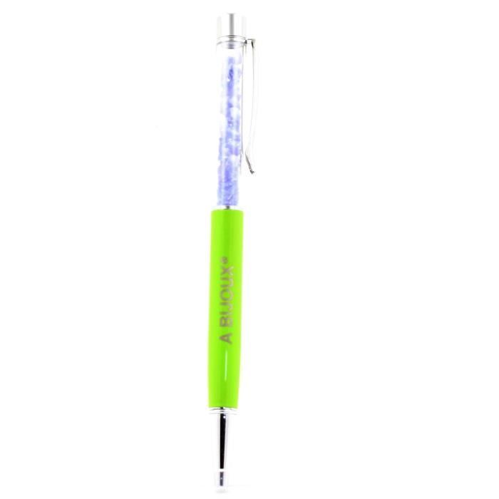 Stylo - ABIJOUX - Tanzanite brut - Vert pomme - Encre noire - Rechargeable