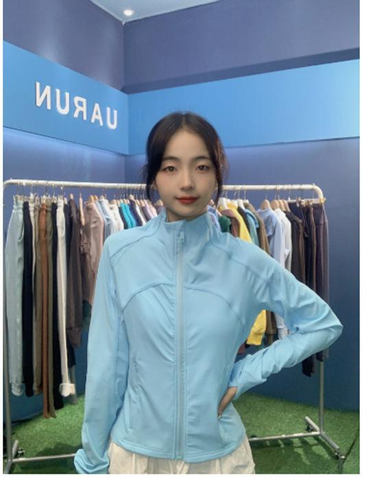 

Женская приталенная куртка в рубчик Lulu-X - Длинный рукав, воротник-стойка, на молнии, верхняя одежда для йоги и фитнеса S