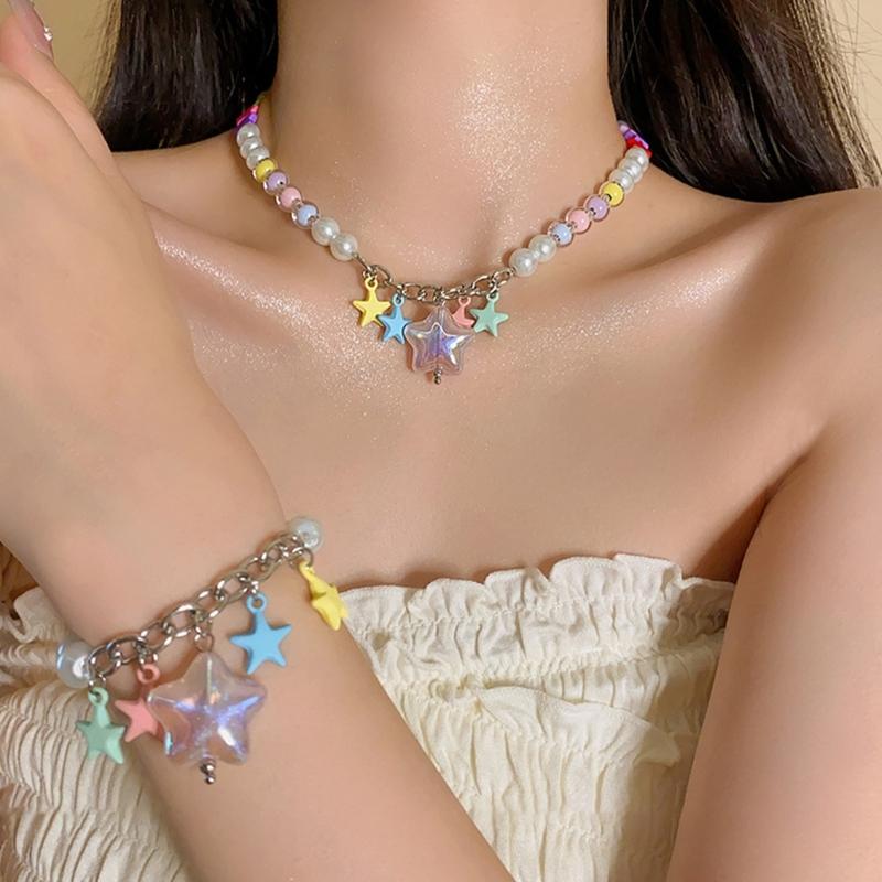 Bohemian Beaded Bracelet Summer Five-Pointed Star Necklace Hawaii Beach Necklace Jewelry Suitable for Ladies and Girls