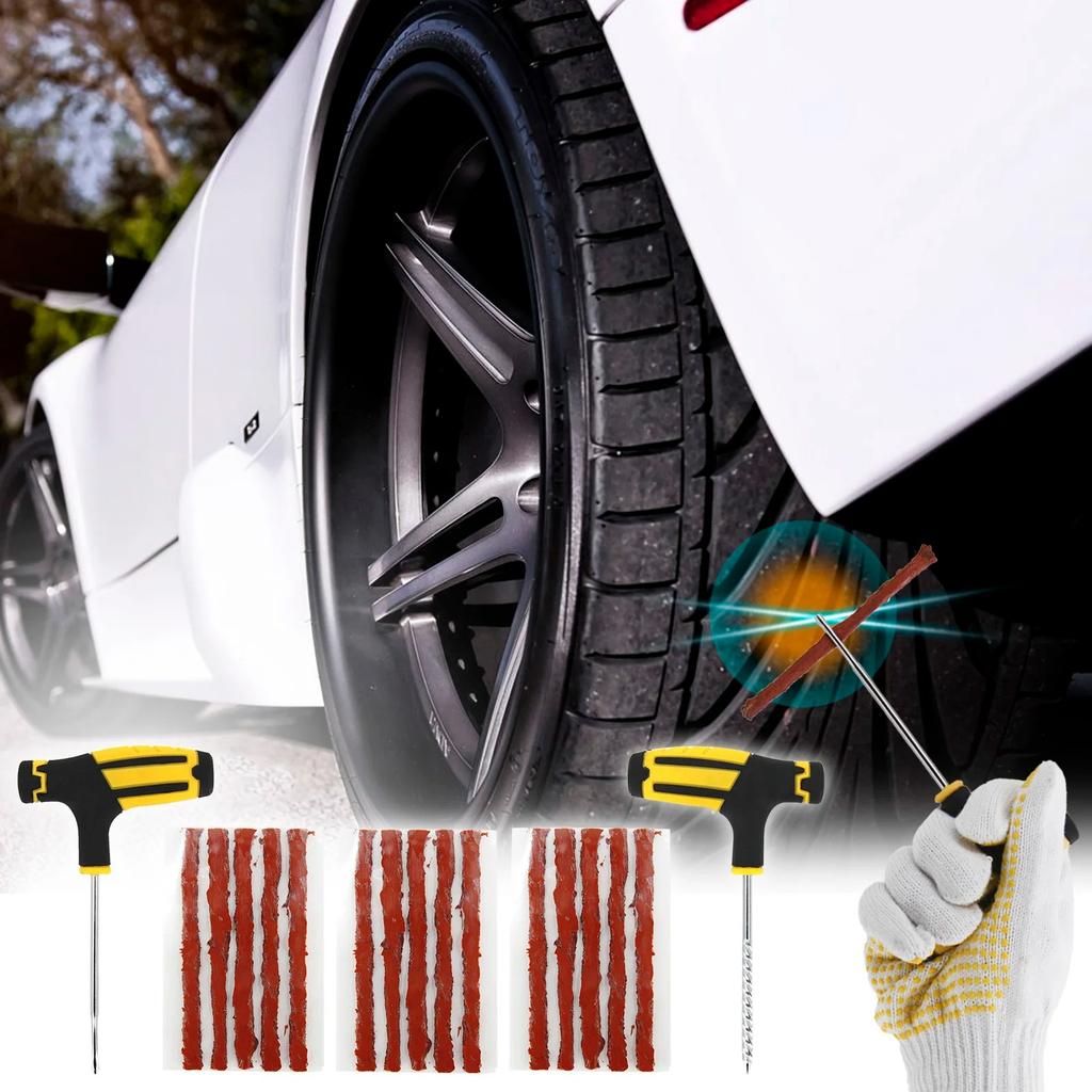 Auto Tire Repair Tool Tire Repair Kit - Bike Puncture Plug Garage Needle Nose Pliers Studding Tool Set With EVA Storage Case
