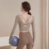 2025 Women's Spring Long-Sleeve Yoga Top with Chest Pads for Professional Fitness and Pilates
