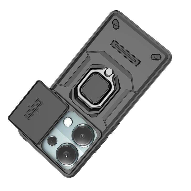 Für Redmi Note 13 Pro 4G Hülle Schiebekamera Ring Ständer Handyhülle Für Xiaomi Redmi Note13 Pro Note 13Pro 4G Armor Rückseite