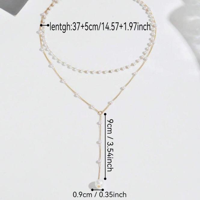 Jewelry, Pearl Necklace Women'S Personality Y-Shaped Pearl Tassel Stacked Collarbone Chain Necklace Jewelry