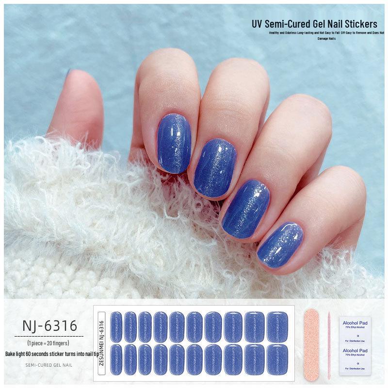 Solid Color Cat Eye UV Gel Nail Stickers: Waterproof, Long-Lasting, Light-Curing, Semi-Cured Nail Art.