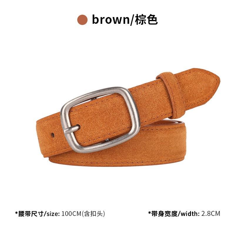 

Ремень из натуральной замши, женский, декоративный, модный и простой, высококлассный, в гонконгском стиле, ретро, литературный, с пряжкой-булавкой, трендовый 100cm