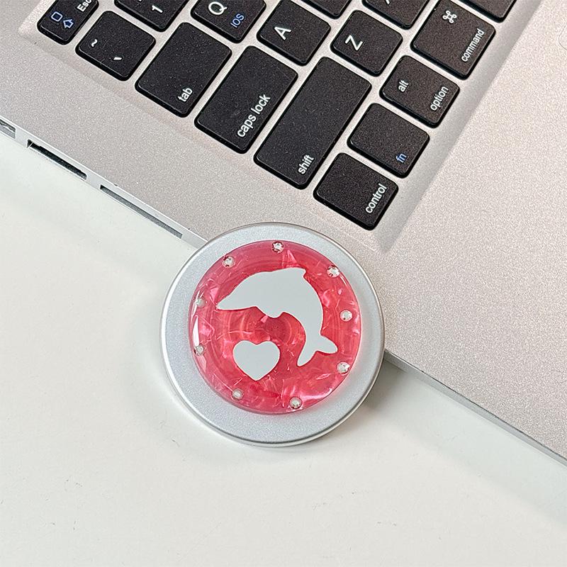 Dolphin Heart Mirror Phone Holder with Magnetic Suction, Compatible with MagSafe - Ideal for Desktop and Hands-Free Use, Japanese & Korean Style