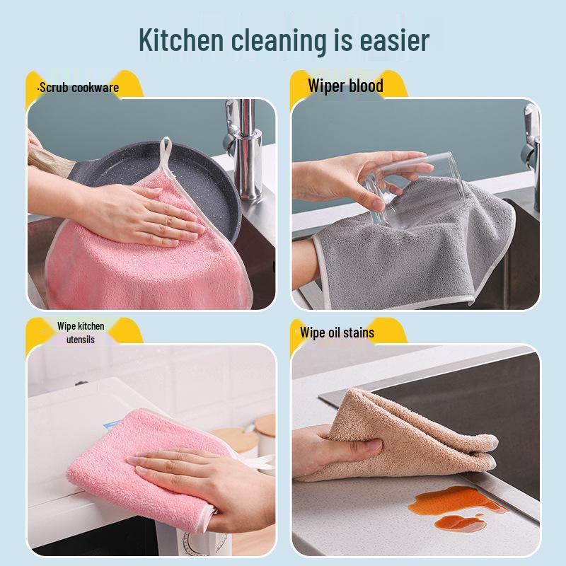 Absorbent & Lint-Free Kitchen Dishcloth: Non-Greasy Cleaning Towel for Glass & Tables