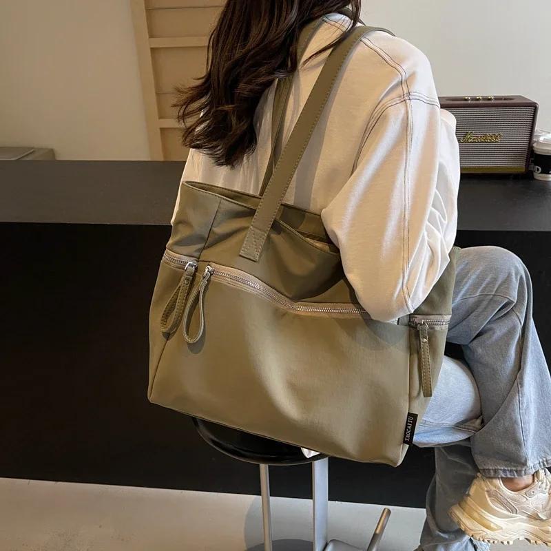 Große Kapazität Reißverschlusstasche einfarbig vielseitig modische Schultertasche weich schlicht beliebte Tasche