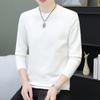 Men’s Solid Color Round Neck Pullover Sweater - Simple, Versatile Long Sleeve T-Shirt Style