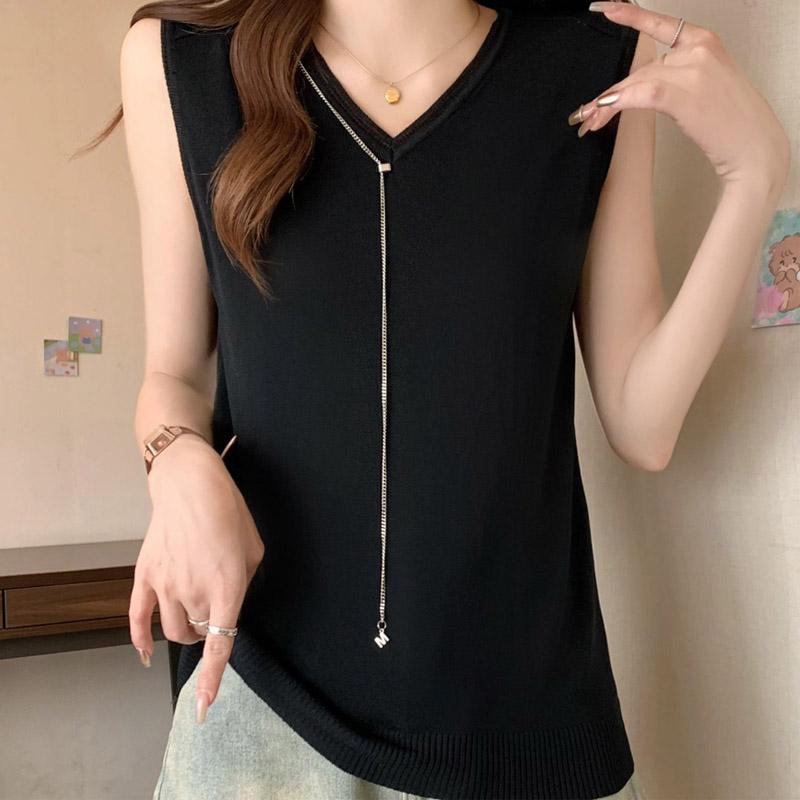 Tank Tops Frauen 2025 Sommer Ärmelloses V-ausschnitt Weiß Schwarz Dünne Gestrickte Tank Tops Camis Frauen Tops JJ212