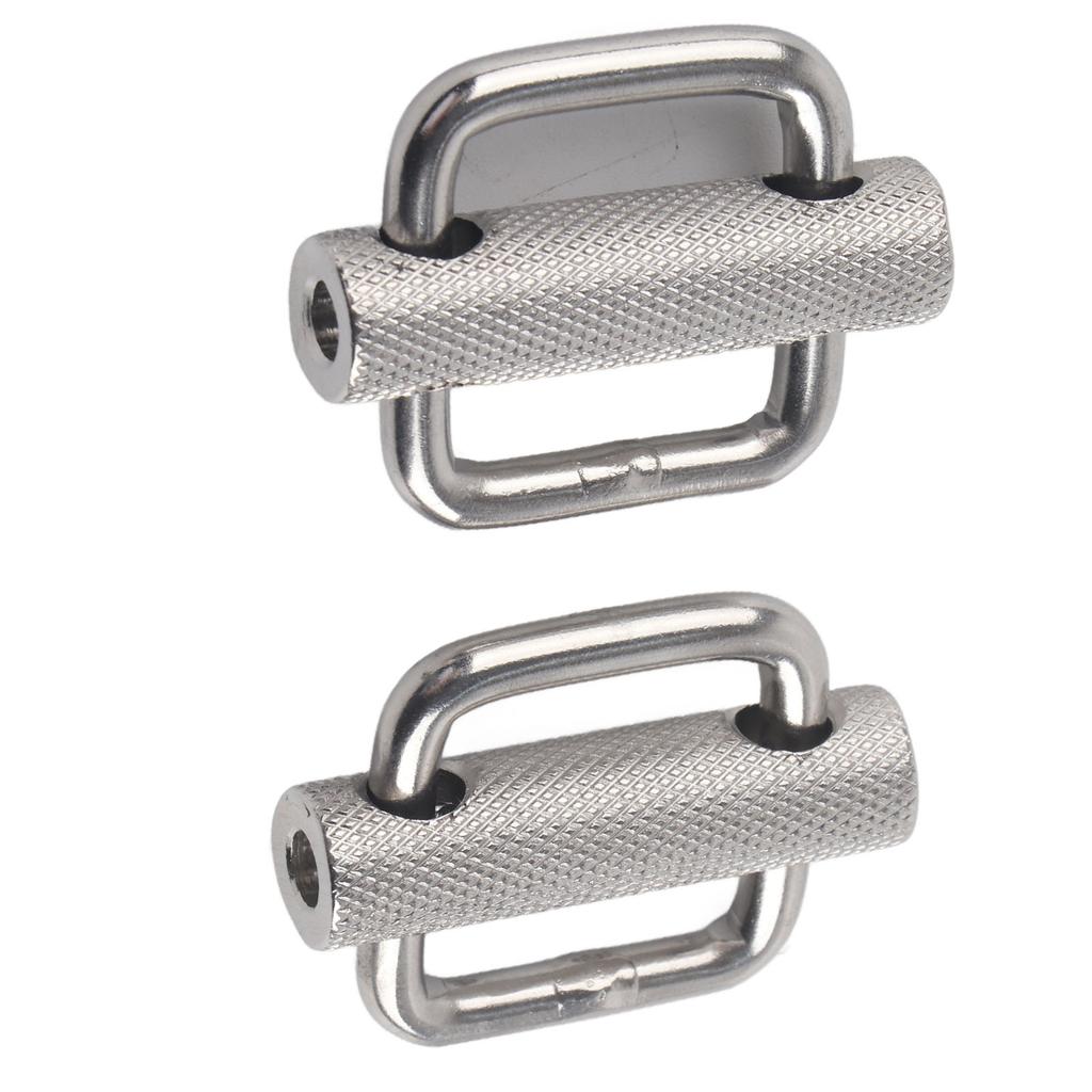 2Pcs Slide Buckle 316 Stainless Steel Rectangle Adjustable Knurled Roller Belt Buckles