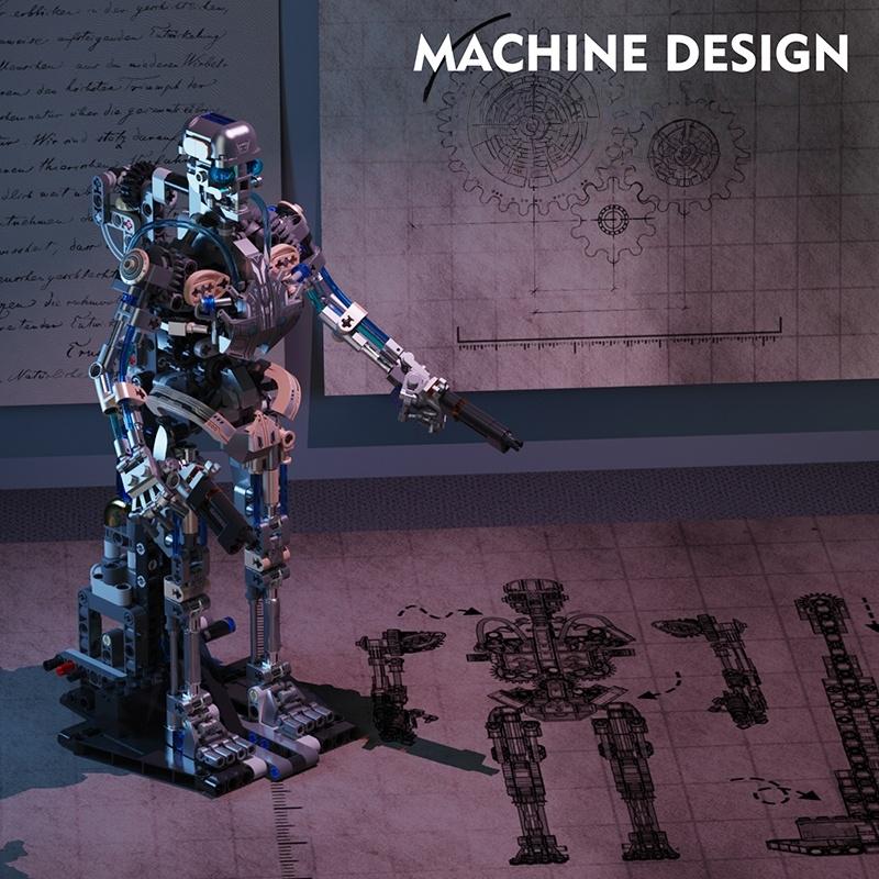 Non-Toxic Stem Creative Robot Building Blocks Bricks With Lighting Mechanical Linkage Model Kids Assembly Toy For Children Birthday Gifts