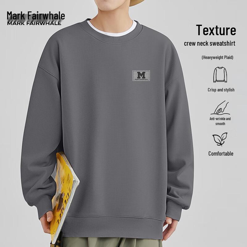 Mark Fairwhale Herren Schweres Strukturiertes Rundhals-Pullover-Sweatshirt