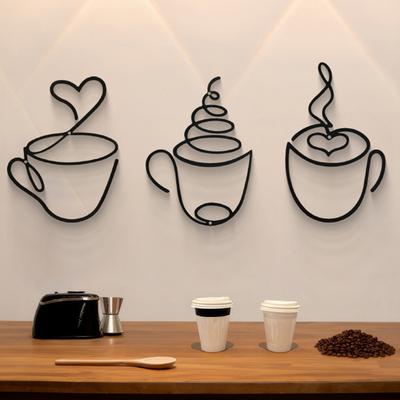 Creative Coffee Cup Metal Wall Art Iron Craft Decor For Cafe Home Minimalist Style Indoor Wall Hanging Interior Decoration