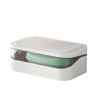 Soap Box PP Removable Drainer Portable Soap Dish Holder Container with Lid Cover for Kitchen Bathroom Travel White