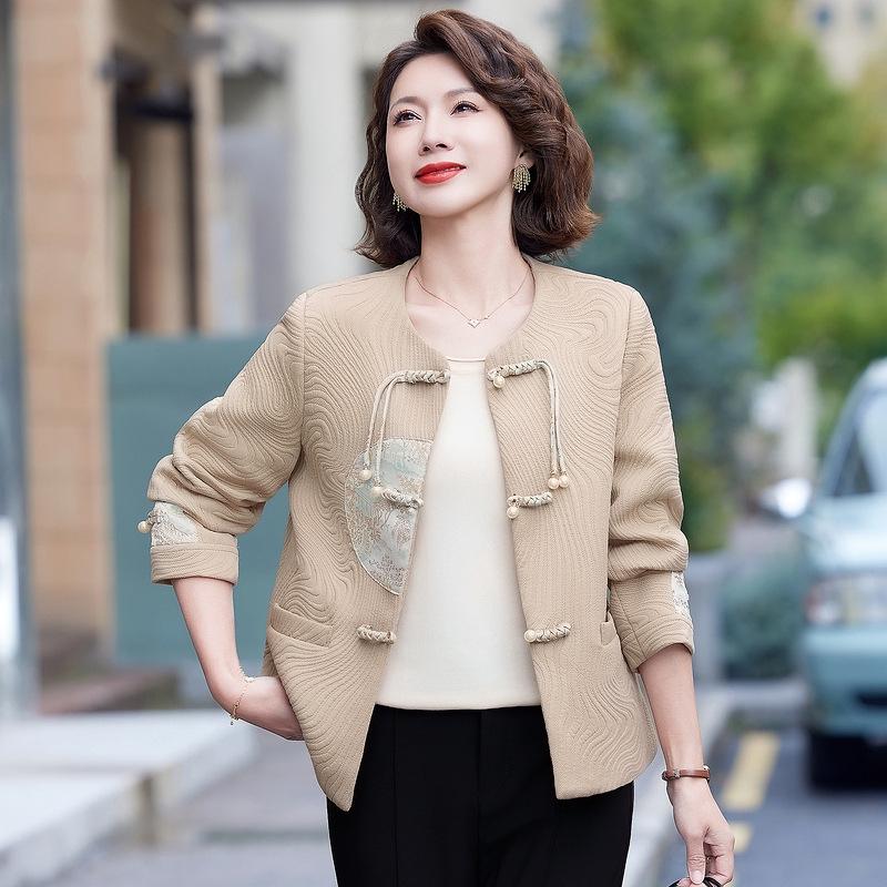2026 Spring Women s Embroidered Frog Button Tang Jacket - Petite Chinese National Style 4XL for 133-144 jin