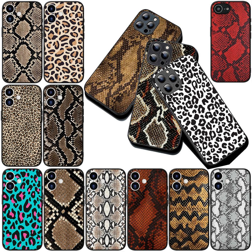Skyddsfodral för Apple iPhone 17 Pro XS Max Air 6 7 8 Plus 5 + SE 2022 SE2 16E Fodral Mobilskal Ko-mönster Leopard Orm