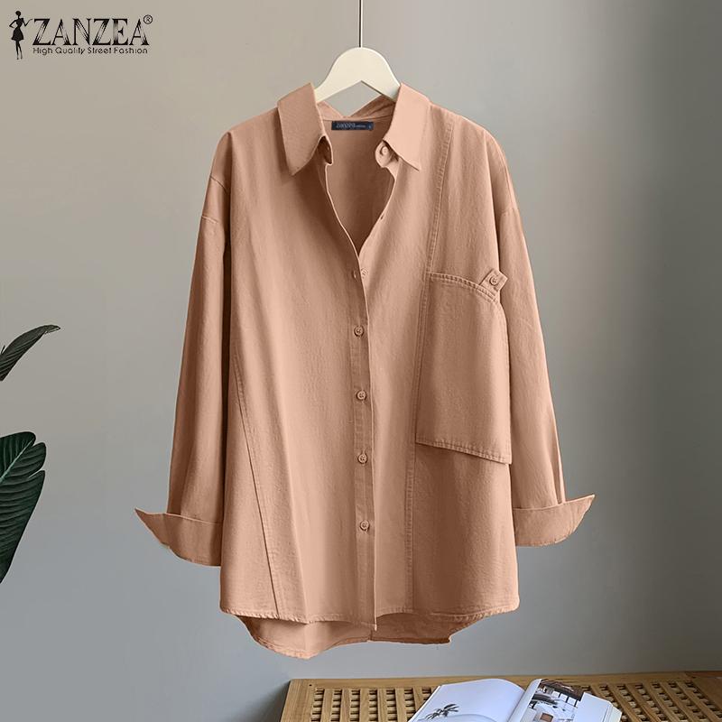 

ZANZEA Повседневная блузка с отложным воротником и длинными рукавами Рубашки