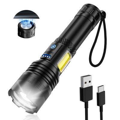 LED Leistungsstarke Taschenlampe mit XHP160 LED Große Kapazität Zoom Militärisch IPX6 7 Beleuchtung Aluminium SOS für Notfälle Taschenlampe, & Magnet, 8000mAh,