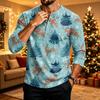 Camicia da Uomo a Maniche Lunghe con Stampa Natalizia per Festa, Uso Casual Quotidiano