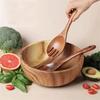 2026 Nuovo Set da 2 Pezzi Posate Cucchiaio Forchetta in Legno Stile Giapponese Manico Lungo Mestolo da Servizio per Insalata Set di Stoviglie Utensile da Cucina