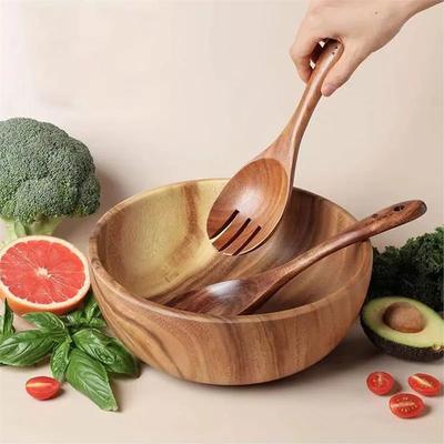 2026 Nuovo Set da 2 Pezzi Posate Cucchiaio Forchetta in Legno Stile Giapponese Manico Lungo Mestolo da Servizio per Insalata Set di Stoviglie Utensile da Cucina